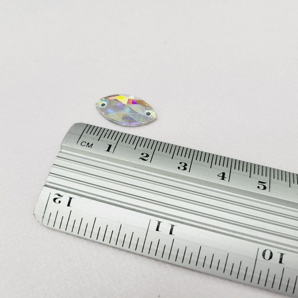 9*18мм Стрази скляні пришивні Маркіз Crystal, 2шт, райдужні BR-017 фото