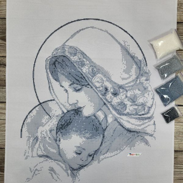 ТО003 Марія з дитям (сіра), набір для вишивки бісером ікони ТО003 фото