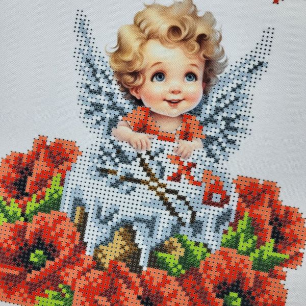 9512 Детский пасхальный рушник на корзину, набор для вышивки бисером с ангелом 9512 фото