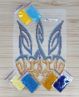 Ф-36 Герб Украины, набор для вышивки бисером на водоростворимом флизелине Ф-36 фото