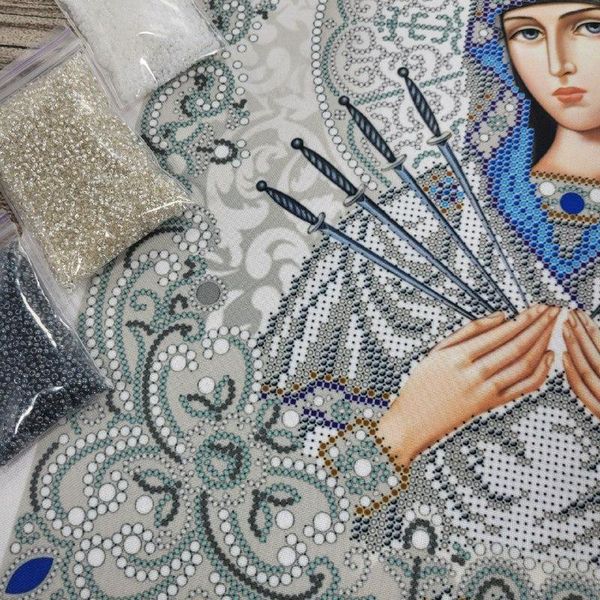 ЖС-3009 Богородиця Семистрільна в перлах, набір для вишивки бісером ікони ЖС-3009 фото