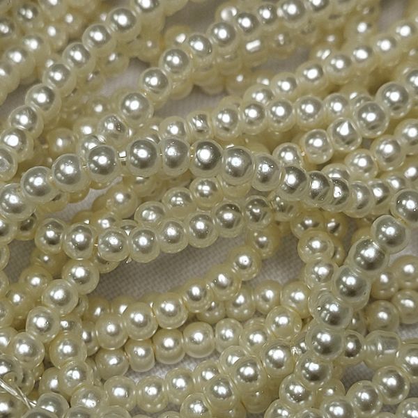 D-3мм Намистини скляні під перлини на нитці, кремовий колір A0121-40A1-245-03-DA1005 фото
