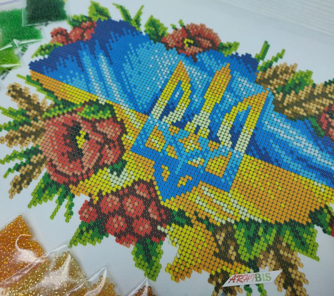А4Н_540 Україна у квітах, набір для вишивання бісером картини А4Н_540 фото