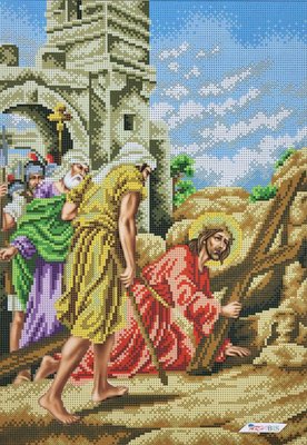 В687 Ісус падає перший раз під хрестом (Хресна дорога), набір для вишивки бісером В687 фото