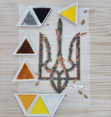 Ф-048 Герб Украины, набор для вышивки бисером на водоростворимом флизелине Ф-048 фото