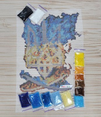 Ф-047 Герб Украины, набор для вышивки бисером на водоростворимом флизелине Ф-047 фото