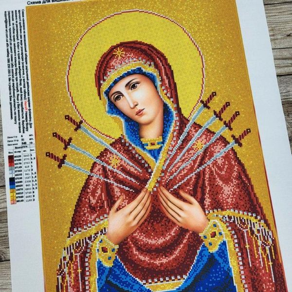 3057 Семістрильна Божа Матір, набір для вишивки бісером ікони 3057 фото