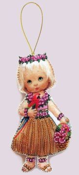 F057 Hawaii Doll (12*7 cm), bead embroidery kit of the toy