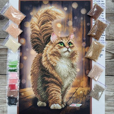 Т-1342 Мечтательный кот, набор для вышивки бисером картины АБВ 00005024 фото