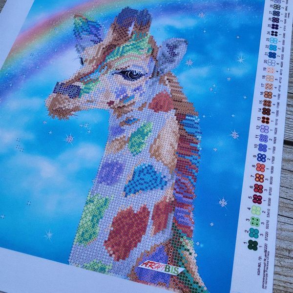 TA-212 Rainbow Giraffe (24*32 cm), bead embroidery kit of the picture