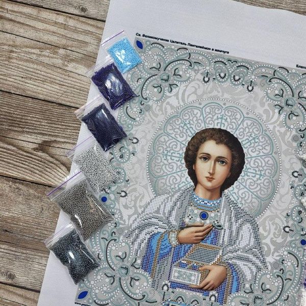 ЖС-3016 Святой Пантелеймон Целитель в жемчуге, набор для вышивки бисером иконы ЖС-3016 фото