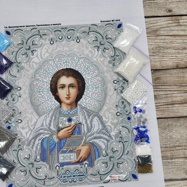 ЖС-3016 Святий Пантелеймон Цілитель у перлах, набір для вишивання бісером ікони ЖС-3016 фото