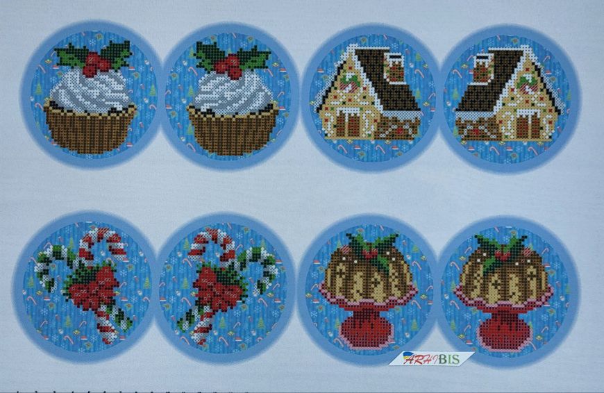 А3-К-1198 Рождественские сладости схема для вышивки бисером елочной игрушки схема-ак-А3-К-1198 фото
