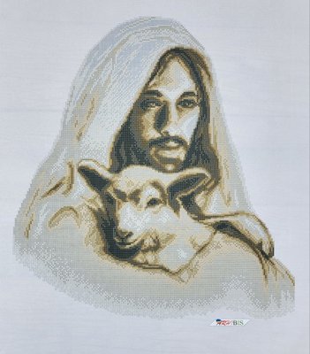 ТО146 Иисус с ягненком (сепия), набор для вышивки бисером иконы ТО146 фото