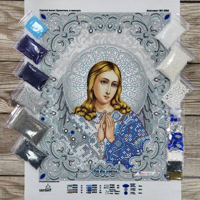 ЖС-3008 Святий Ангел Охоронець у перлах, набір для вишивання бісером ікони БС 0071 фото