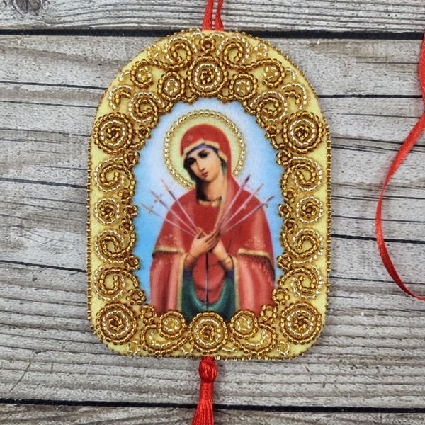 Оберіг_104 Оберіг для дому з молитвою до Богородиці (11*8 см), заготовка для вишивки бісером схема-вр-Оберіг_104 фото