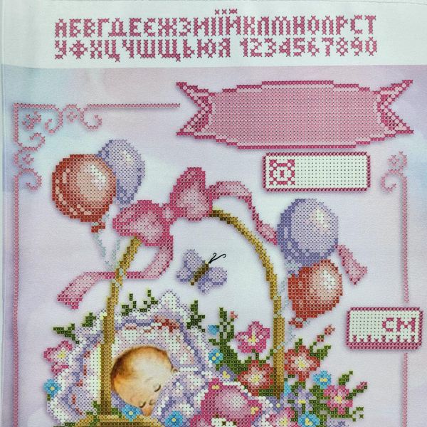 ЗПЛ-014-А Метрика для девочки, набор для вышивки бисером ЗПЛ-014-А фото