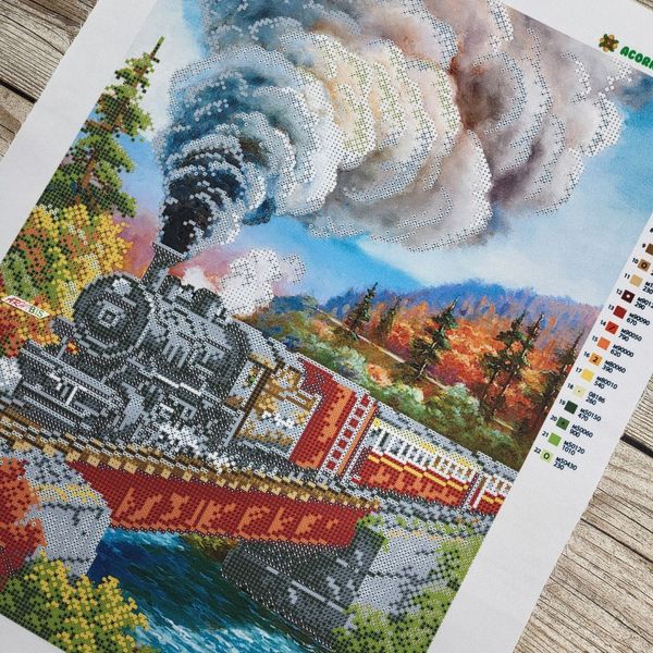 А3-К-1175 Поезд на мосту, набор для вышивки бисером картины А3-К-1175 фото