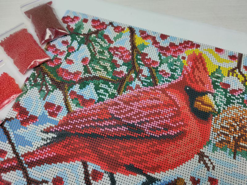 3400 Зимние птички, набор для вышивки бисером картины 3400 фото