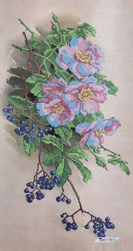 TK-022 Wild Rose and Elderberry (24*45 cm), bead embroidery pattern of the picture