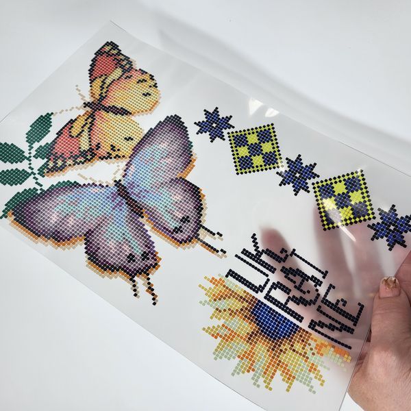 A4 Т-006 Butterflies with Ukraine (18*29 cm), bead embroidery kit on an iron-on transfer