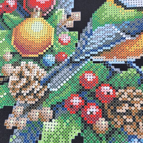 Шоппер_802 Winter Tit on a Wreath (43*30*10 cm), bead embroidery kit of a tote bag