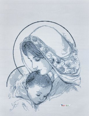 ТО003 Мария с ребенком (серая), набор для вышивки бисером иконы ТО003 фото
