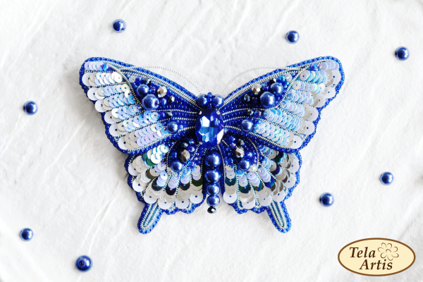 Б-209 Синій метелик, набір для вишивки брошки Б-209 фото