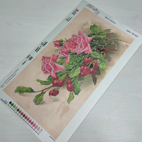 ТК-019 Букет роз с вишнями, набор для вышивки бисером картины ТК-019 фото