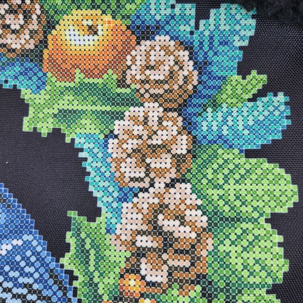 Шоппер_801 Bird on a Wreath (43*30*10 cm), bead embroidery kit of a winter tote bag