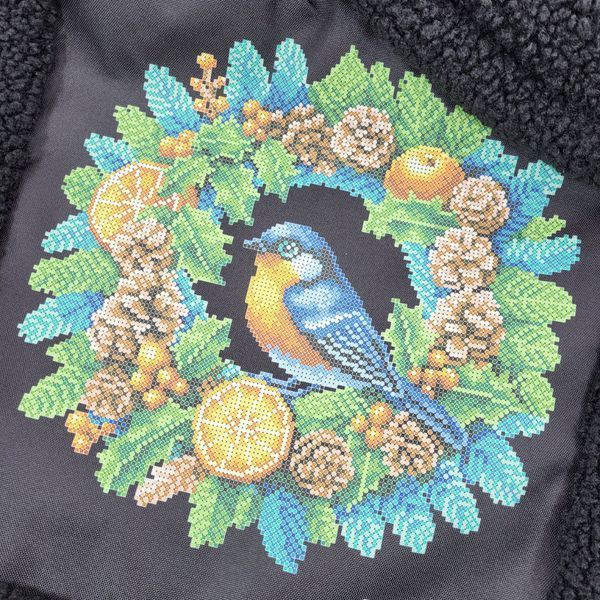 Шоппер_801 Bird on a Wreath (43*30*10 cm), bead embroidery kit of a winter tote bag