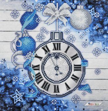 3030601 New Year Clock (30*30 cm), bead embroidery picture kit