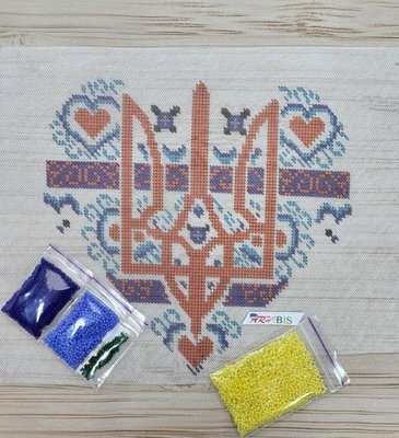 Ф-046 С Украиной в сердце, набор для вышивки бисером на водоростворимом флизелине Ф-046 фото