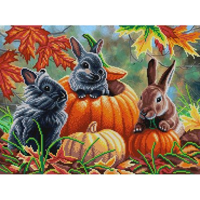НИК-1472 Осенние крольчата, набор для вышивки бисером картины НИК-1472 фото