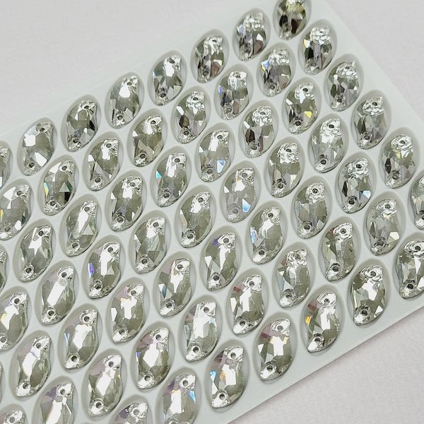 7*12мм Стрази скляні пришивні Діамантовий листок Crystal, 2шт BR.5113-7*12-Crystal-101 фото