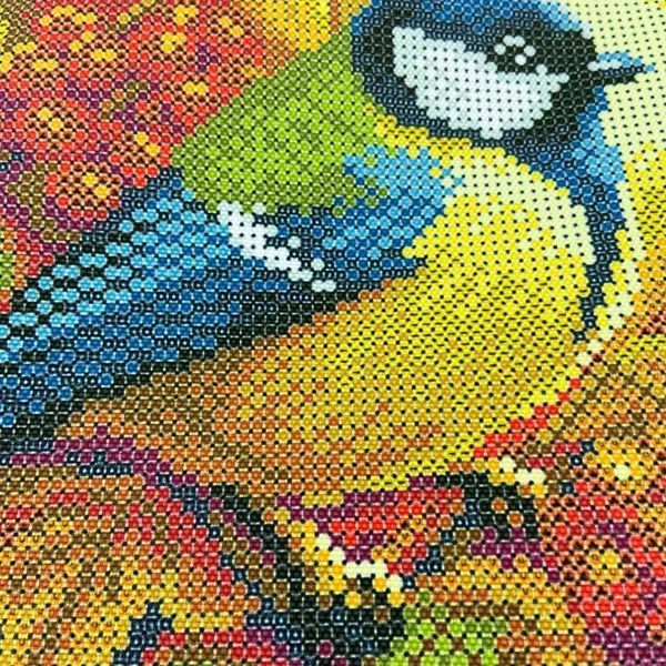 Шоппер_811 Bird in a Glass Apple (43*30*10 cm), bead embroidery kit for a winter tote bag