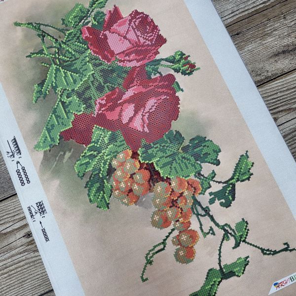 TK-024 Roses and Grapes (24*45 cm), bead embroidery pattern of the picture