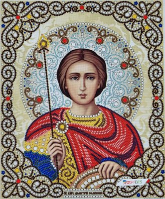 ЖЛ-4721 Святой Дмитрий (Димитрий) в жемчуге и кристаллах, набор для вышивки бисером иконы ЖЛ-4721 фото
