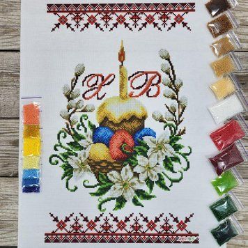 9050 Easter towel (53*37 cm), bead embroidery kit