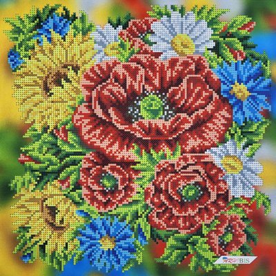3030701 Букет цветов, набор для вышивки бисером картины с полевыми цветами 3030701 фото