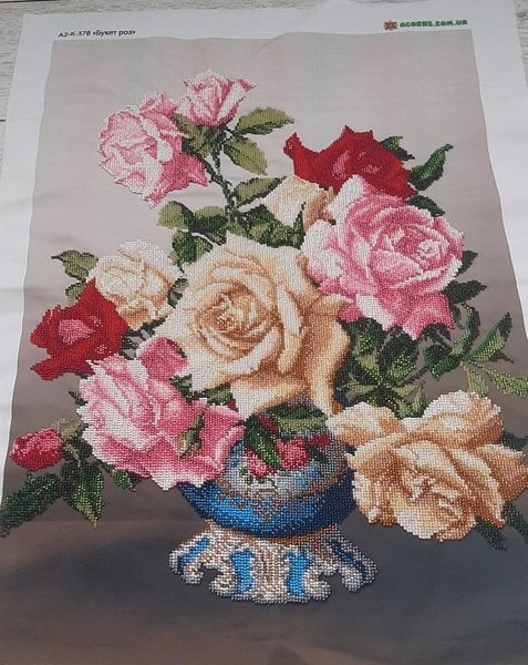 А2-К-378 Букет троянд, набір для вишивання бісером картини А2-К-378 фото
