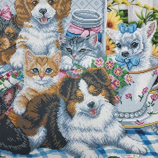 А2-К-1171 Пікнік із друзями, набір для вишивання бісером картини з котами і собаками А2-К-1171 фото