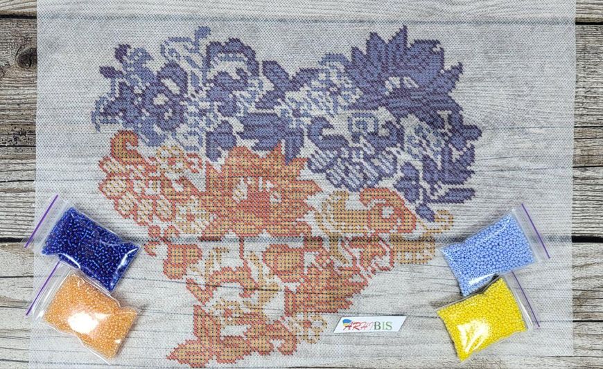 Ф-045 Люблю Украину, набор для вышивки бисером на водоростворимом флизелине Ф-045 фото