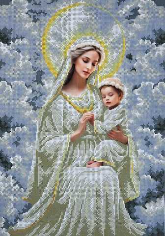 Набор для вышивания чешским бисером иконы в рамке-киоте «Св. Анна с младенцем Марией»