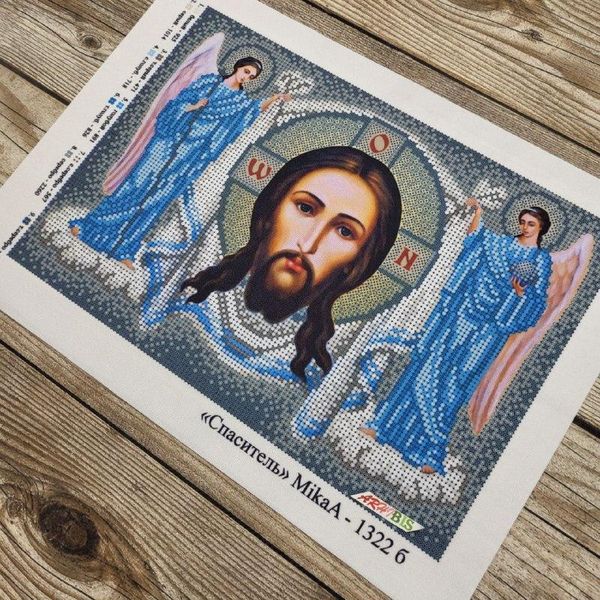 1322 б-96571 Ікона Спаситель (срібний фон), набір для вишивання бісером ікони 1322 б-96571 фото