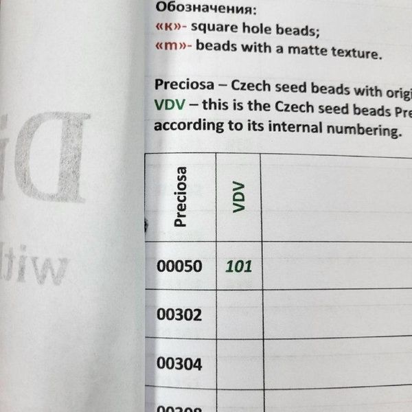 Color Numbers Chart Directory of Czech Seed Beads Preciosa with Place for Notes СПБА-Архібіс фото