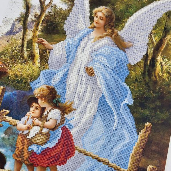 ЗПО-013 Ангел і діти, набір для вишивки бісером ікони ЗПO-013 фото