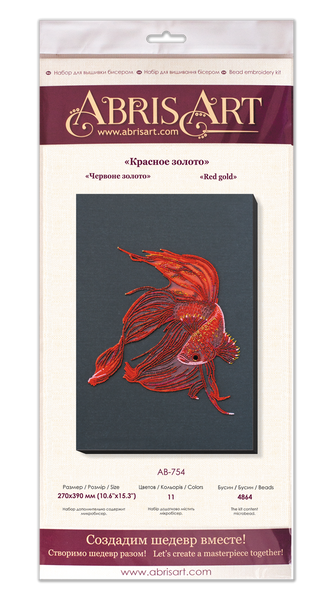 AB-754 Красное золото, набор для вышивки бисером рыбки на натуральном художественном холсте AB-754 фото