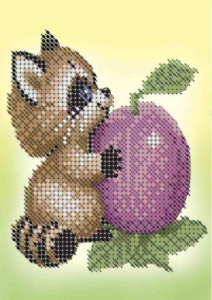 A6-Д-074 Raccoon (10,5*15 cm), bead embroidery pattern of the picture