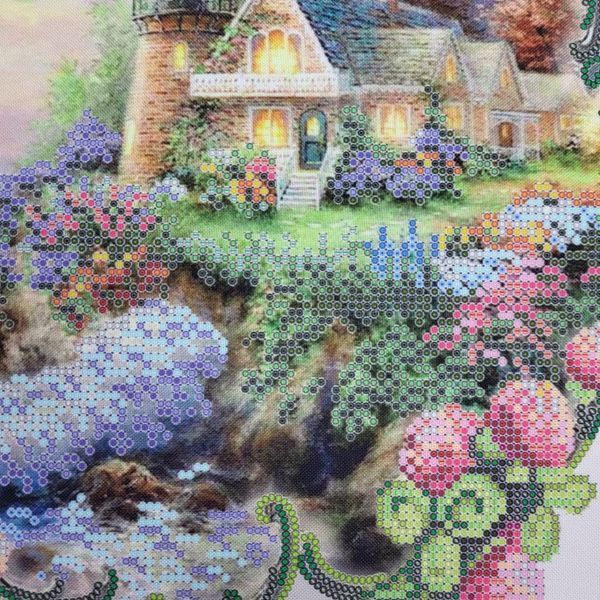 ТА-507 Будиночок у рамі з конюшиною (30*30 см), схема для вишивання бісером картини схема-та-ТА-507 фото